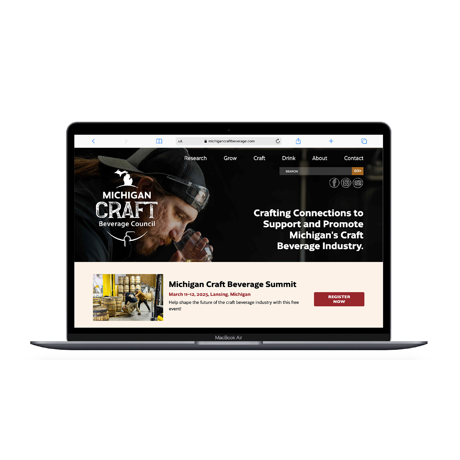 MCBC Website as shown on laptop